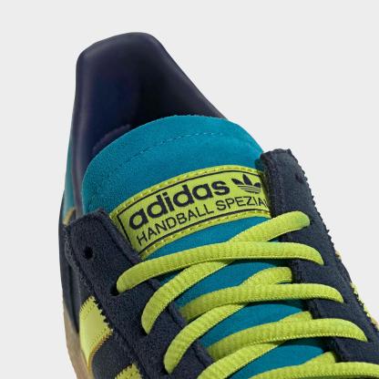 Men's adidas Originals Colombia Handball Spezial Casual Shoes - Mystery Petrol/Team Navy Blue/Semi Solar Yellow - Detail shot