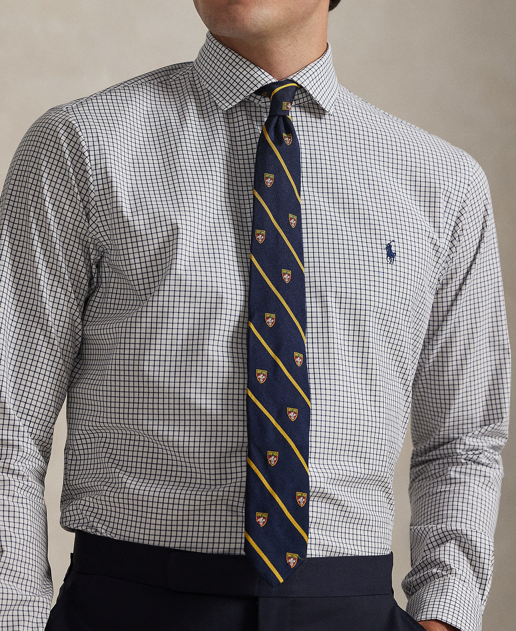 Polo Ralph Lauren Men's Classic-Fit Plaid Stretch Poplin Shirt - White/New Classic Navy