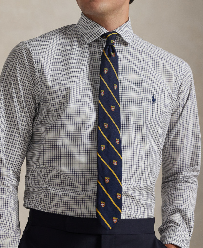 Polo Ralph Lauren Men's Classic-Fit Plaid Stretch Poplin Shirt - White/New Classic Navy