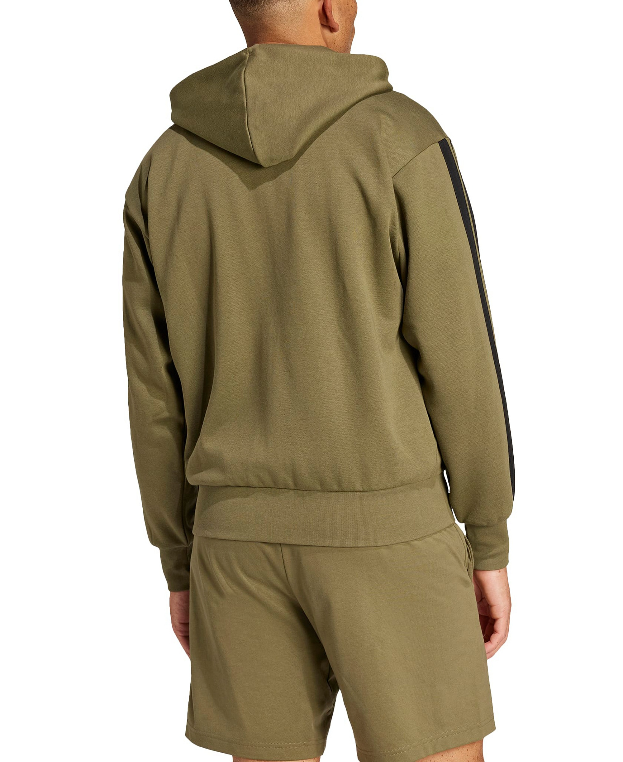 adidas Men's Regular-Fit 3-Stripes Full-Zip Fleece Hoodie - Olive Strata