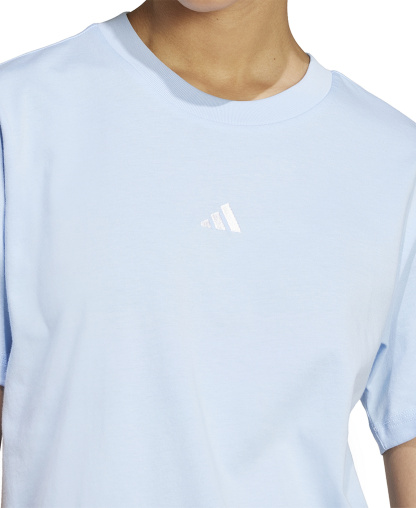 adidas Women's Short-Sleeve Cotton Crewneck Logo T-Shirt - Glow Blue/white
