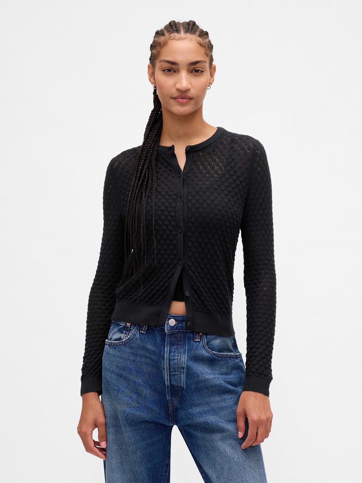 CashSoft Crop Cardigan - Black