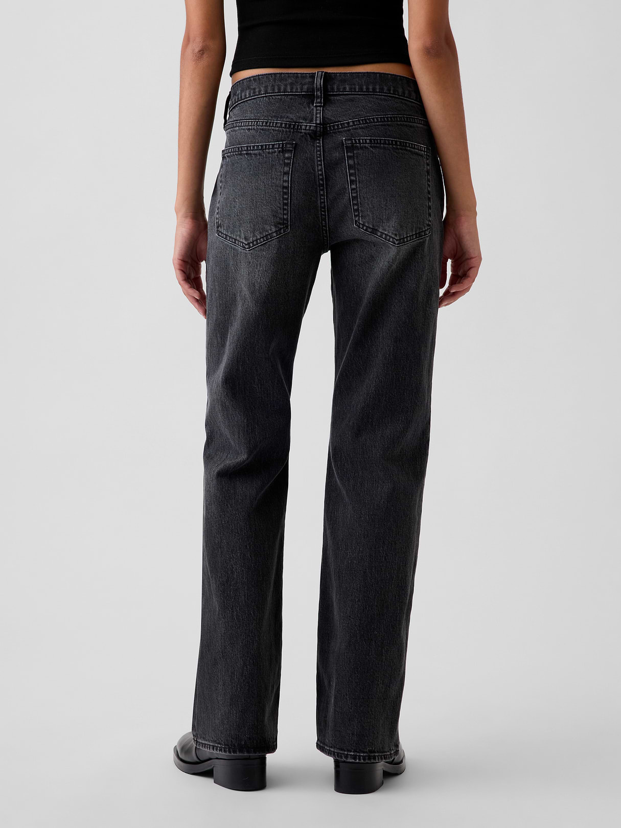 Mid Rise Relaxed Flare Jeans - Black wash