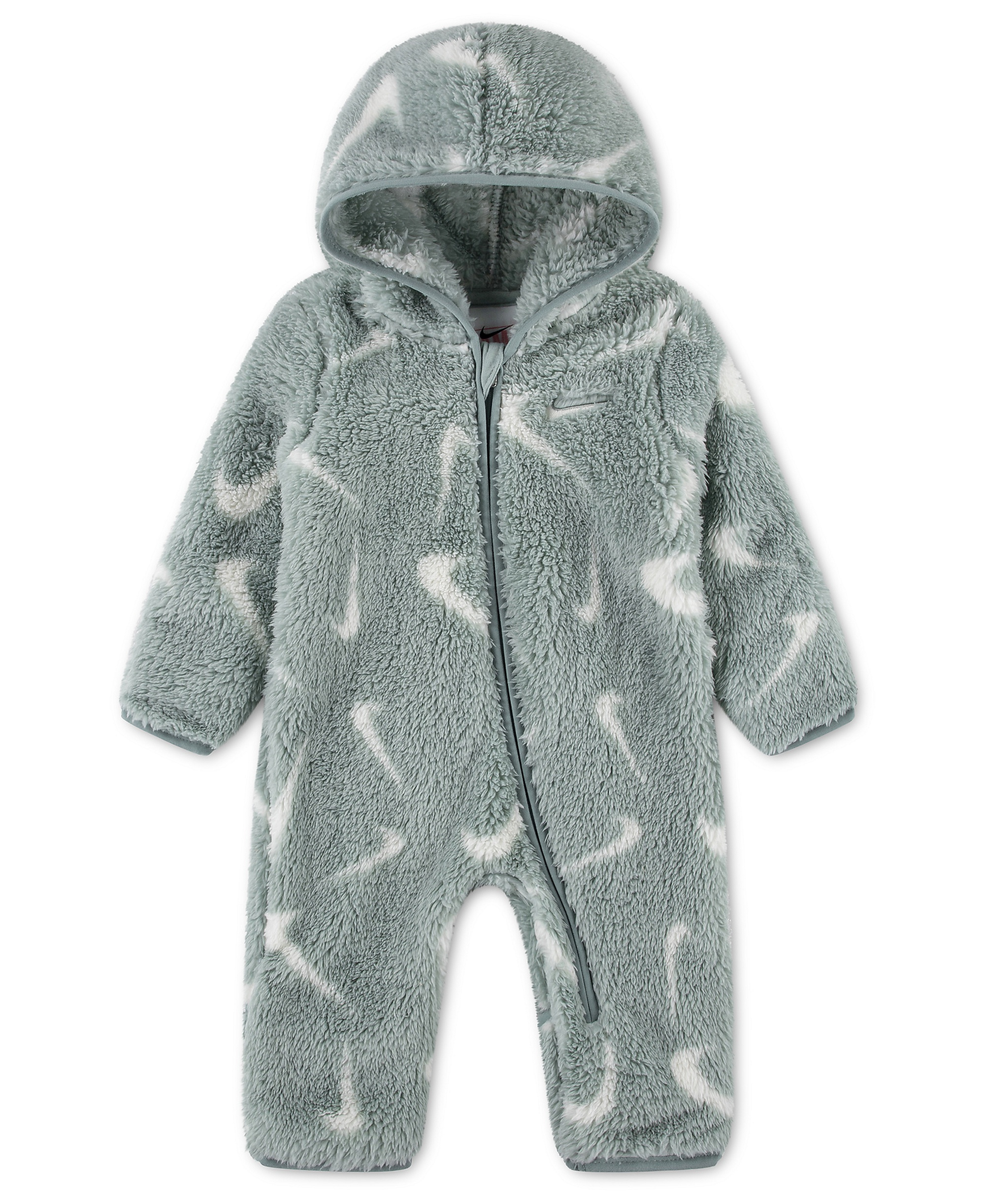 Nike Baby Boys' and Baby Girls' Hooded Printed High-Pile Fleece Coverall - Mica Green