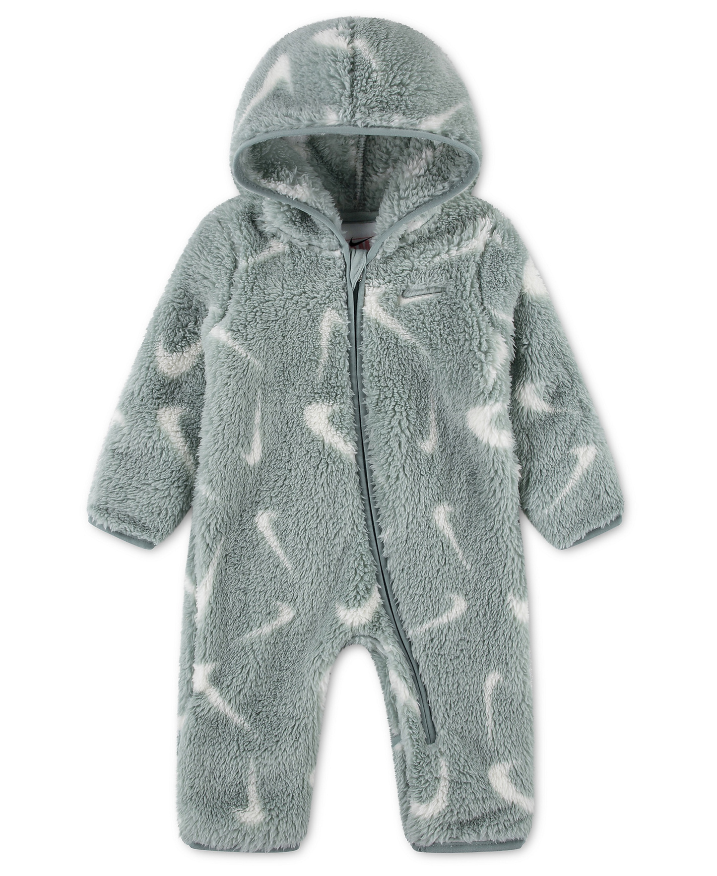 Nike Baby Boys' and Baby Girls' Hooded Printed High-Pile Fleece Coverall - Mica Green