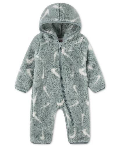 Nike Baby Boys' and Baby Girls' Hooded Printed High-Pile Fleece Coverall - Mica Green
