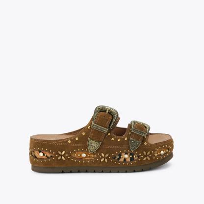 Kurt Geiger London Westerm Buckle Platform Sandal - Brown