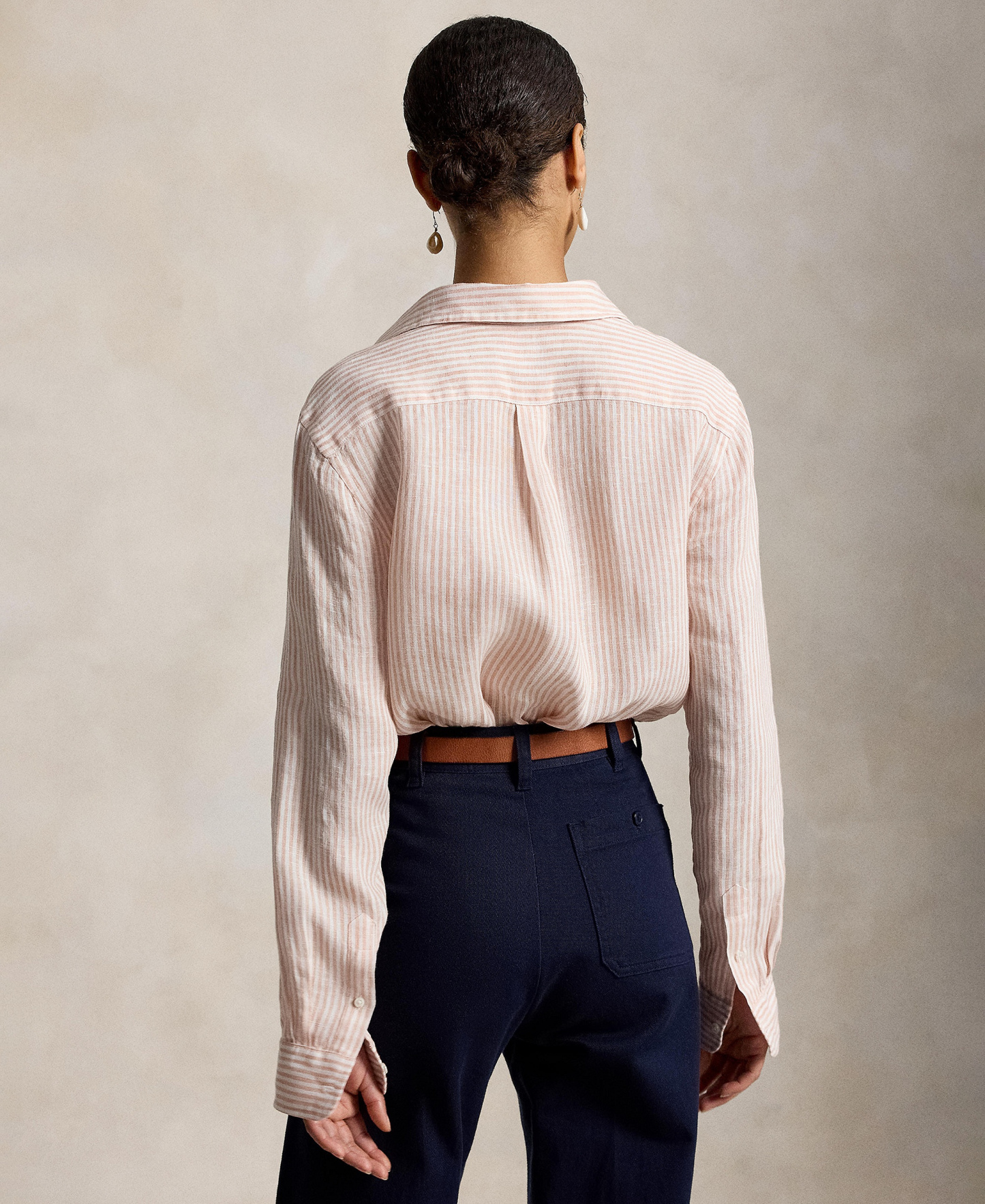 Polo Ralph Lauren Women's Classic-Fit Striped Linen Shirt - Dark Mauve/White