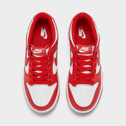 Big Kids' Nithtke Dunk Low Casual Shoes - Part 1 - White/University Red - Top view
