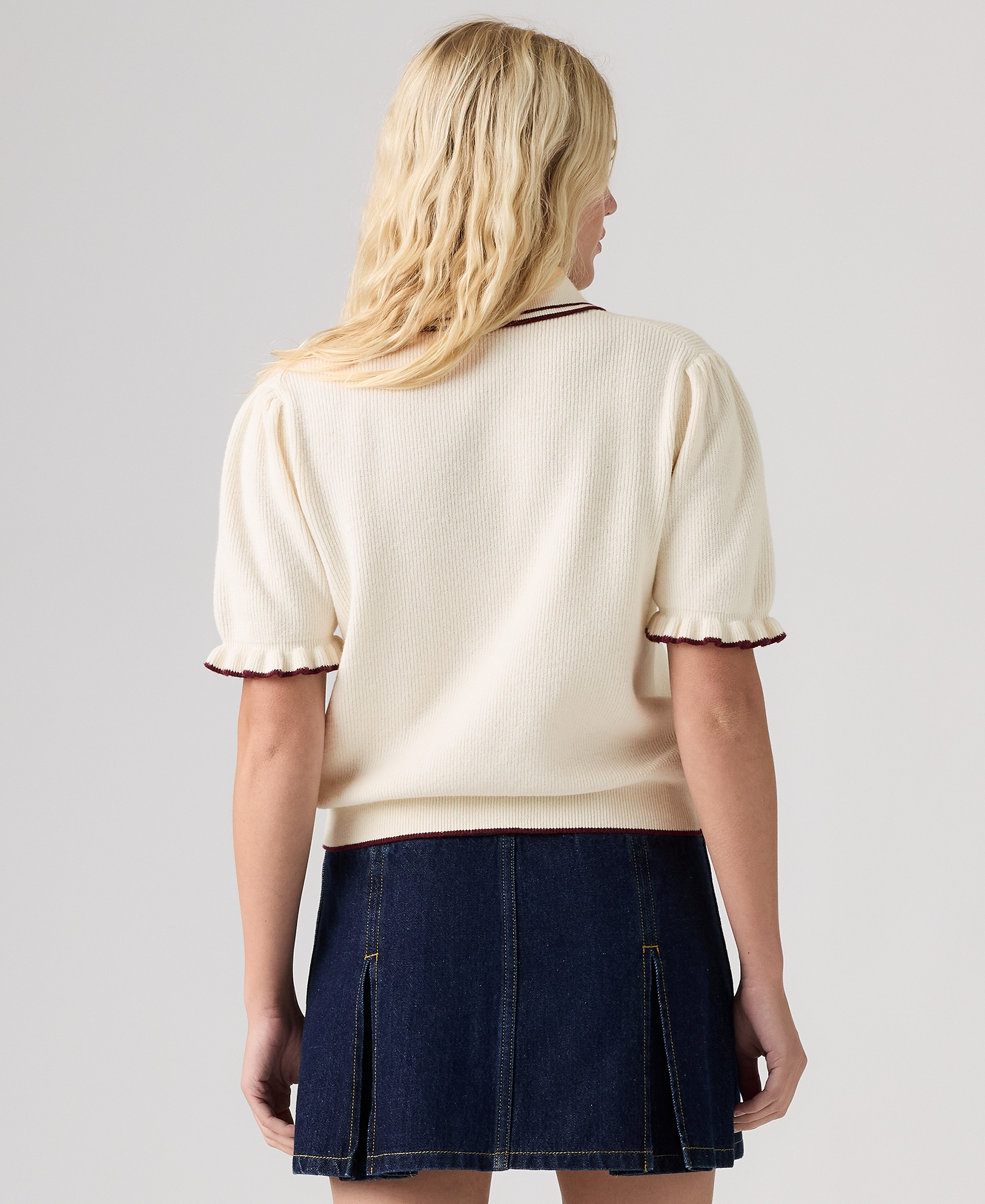 Levi's Premium Women's Short-Sleeve Pull-On Polo Shirt - Egret / Cabernet Egret / Cabernet