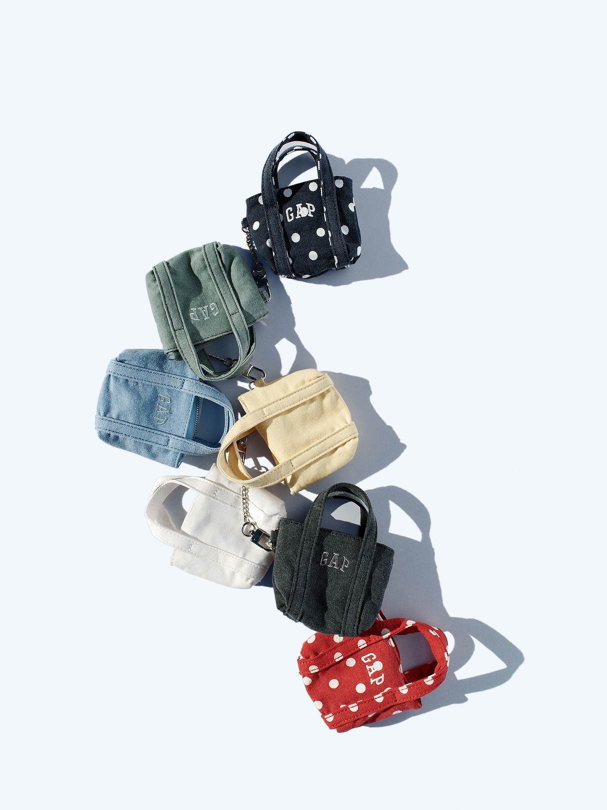 Logo Tote Bag Charm - Navy polka dot