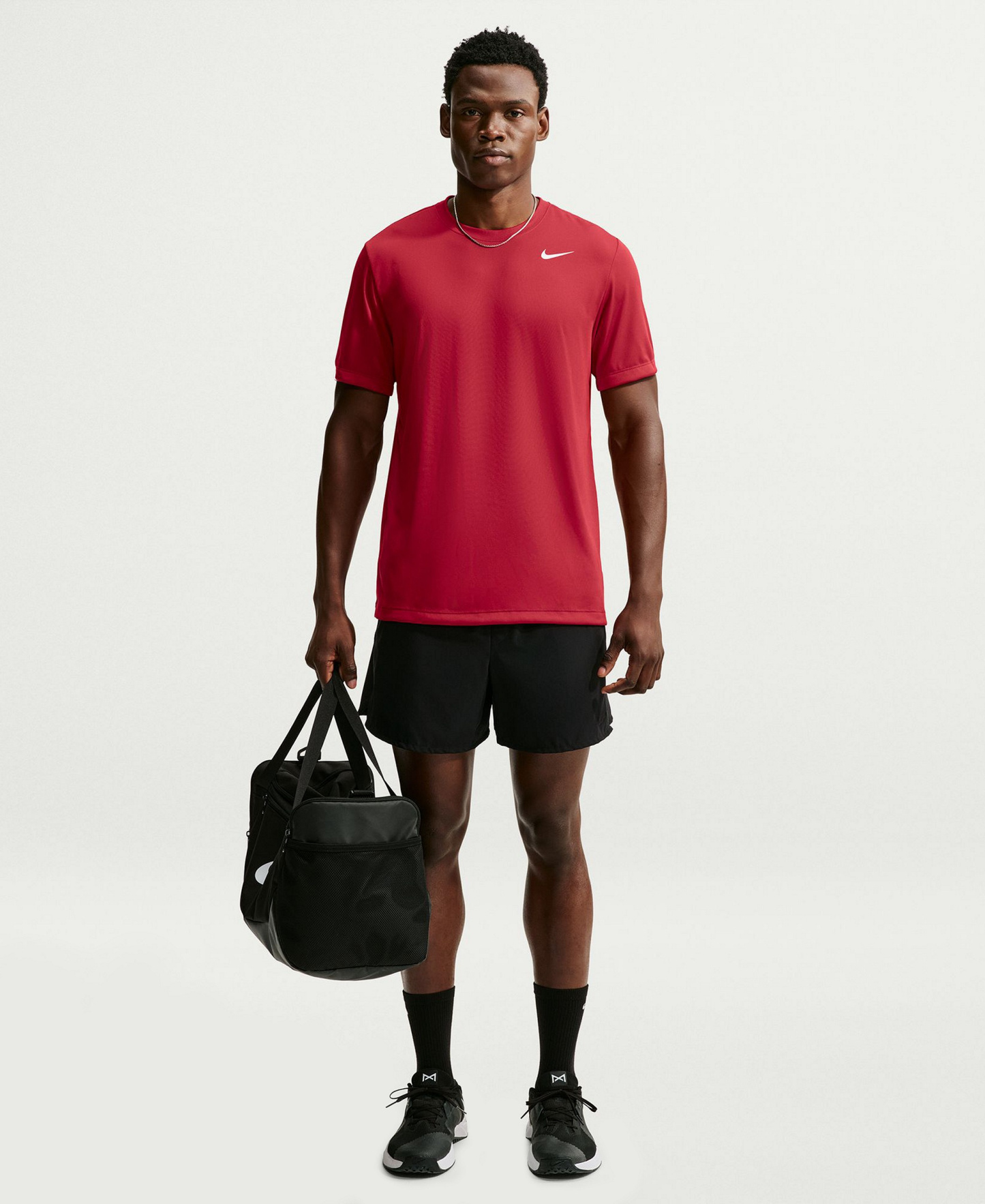 Nike Men's Dri-FIT Legend Fitness Logo T-Shirt - Tough Red/White