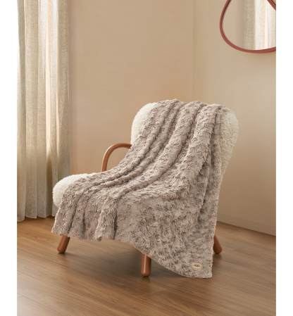 UGG® Adalee Faux Fur Throw, 50" x 70" - Oyster
