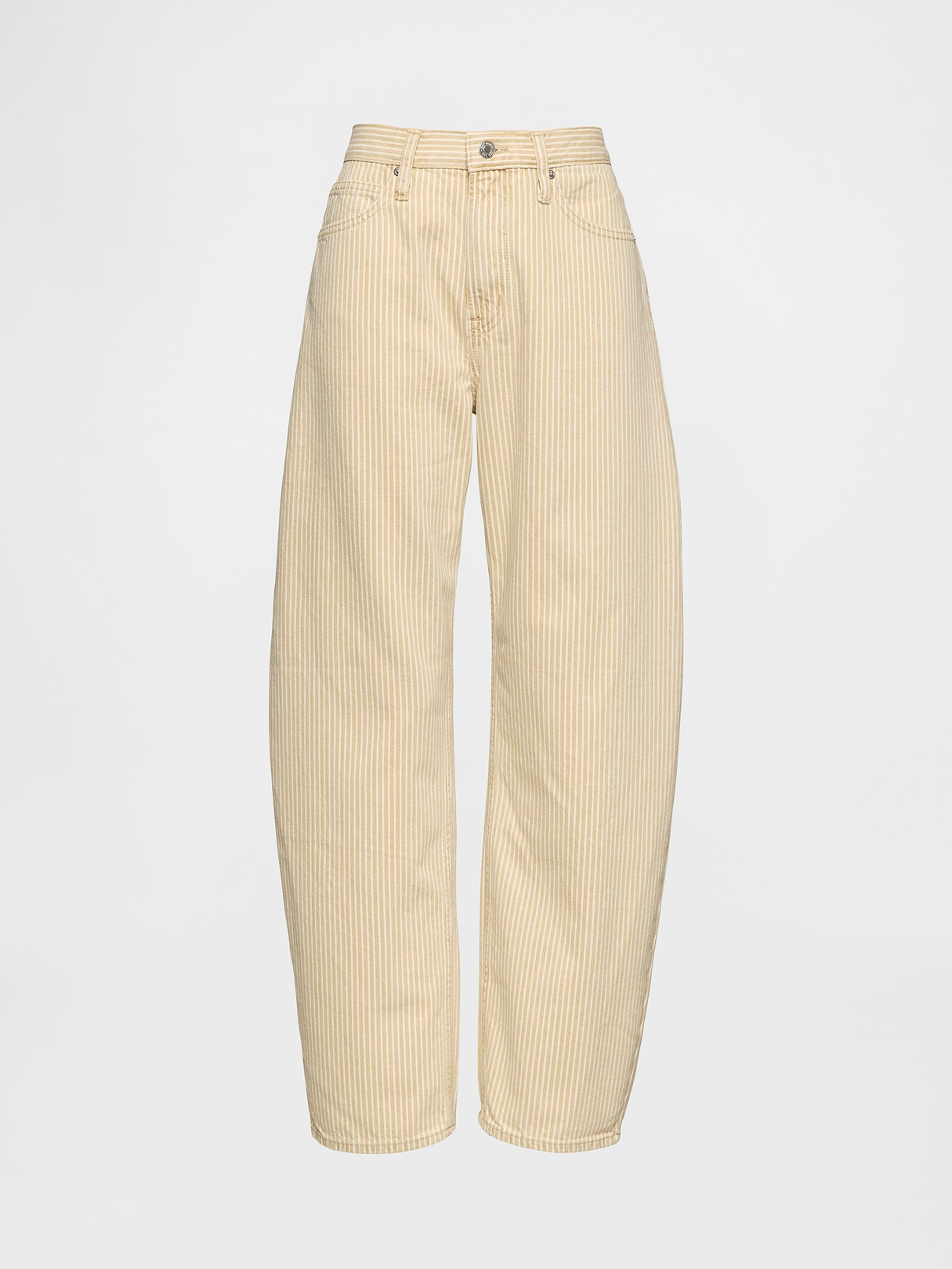 High Rise Barrel Jeans - Khaki stripe