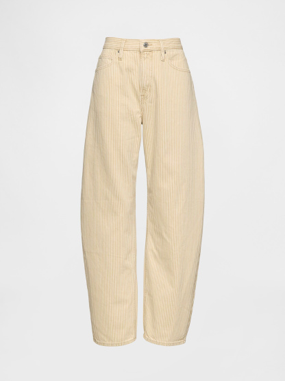 High Rise Barrel Jeans - Khaki stripe