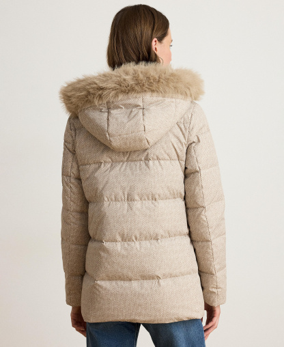 Lauren Ralph Lauren Women's Faux-Fur Hooded Puffer Coat - Truffle Broken Twil