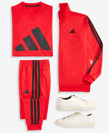 adidas Men's 3-Stripes Tricot Track Jacket - Ruby Red/Black