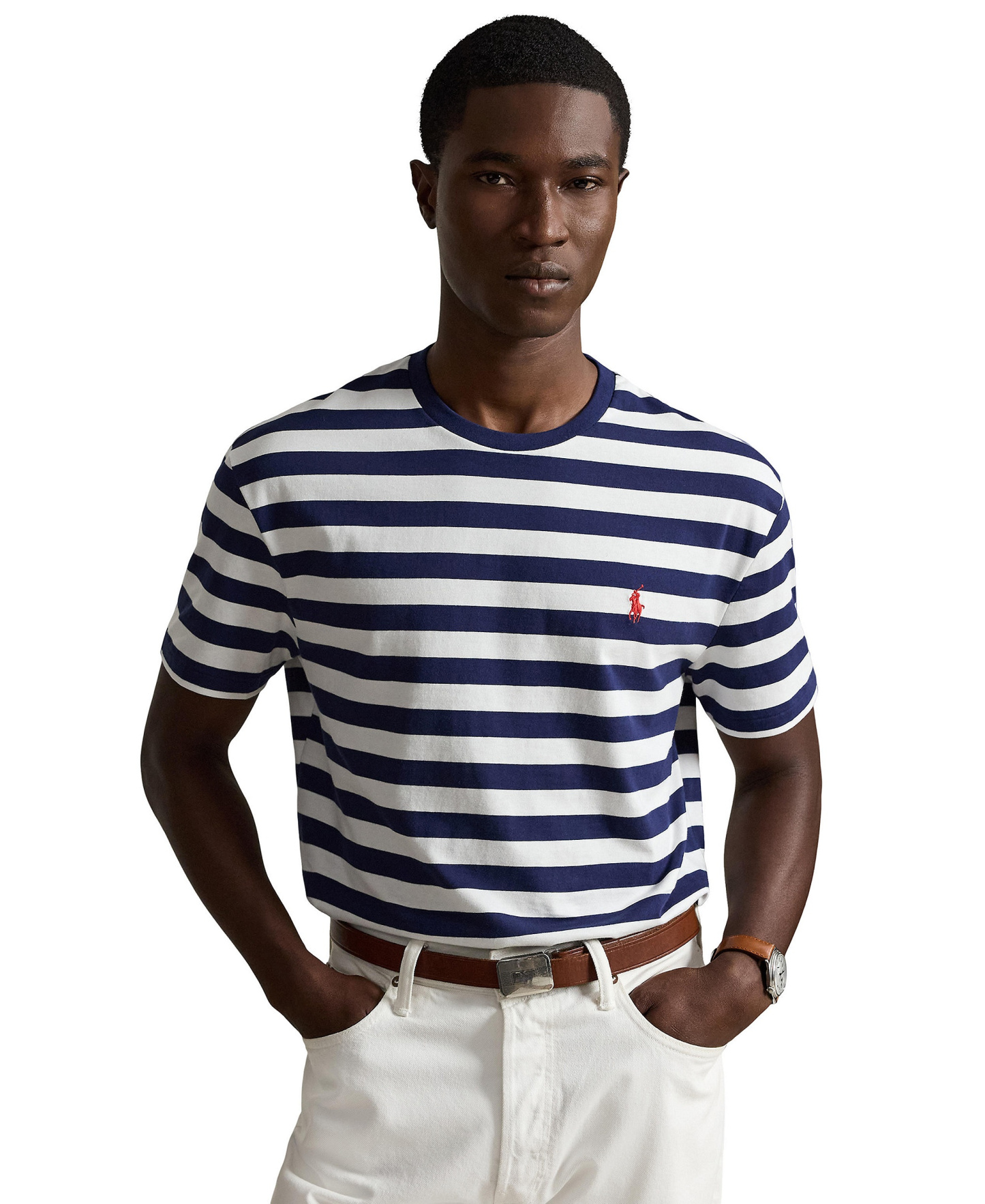 Polo Ralph Lauren Men's Classic-Fit Stripe T-Shirt - Newport Navy/White