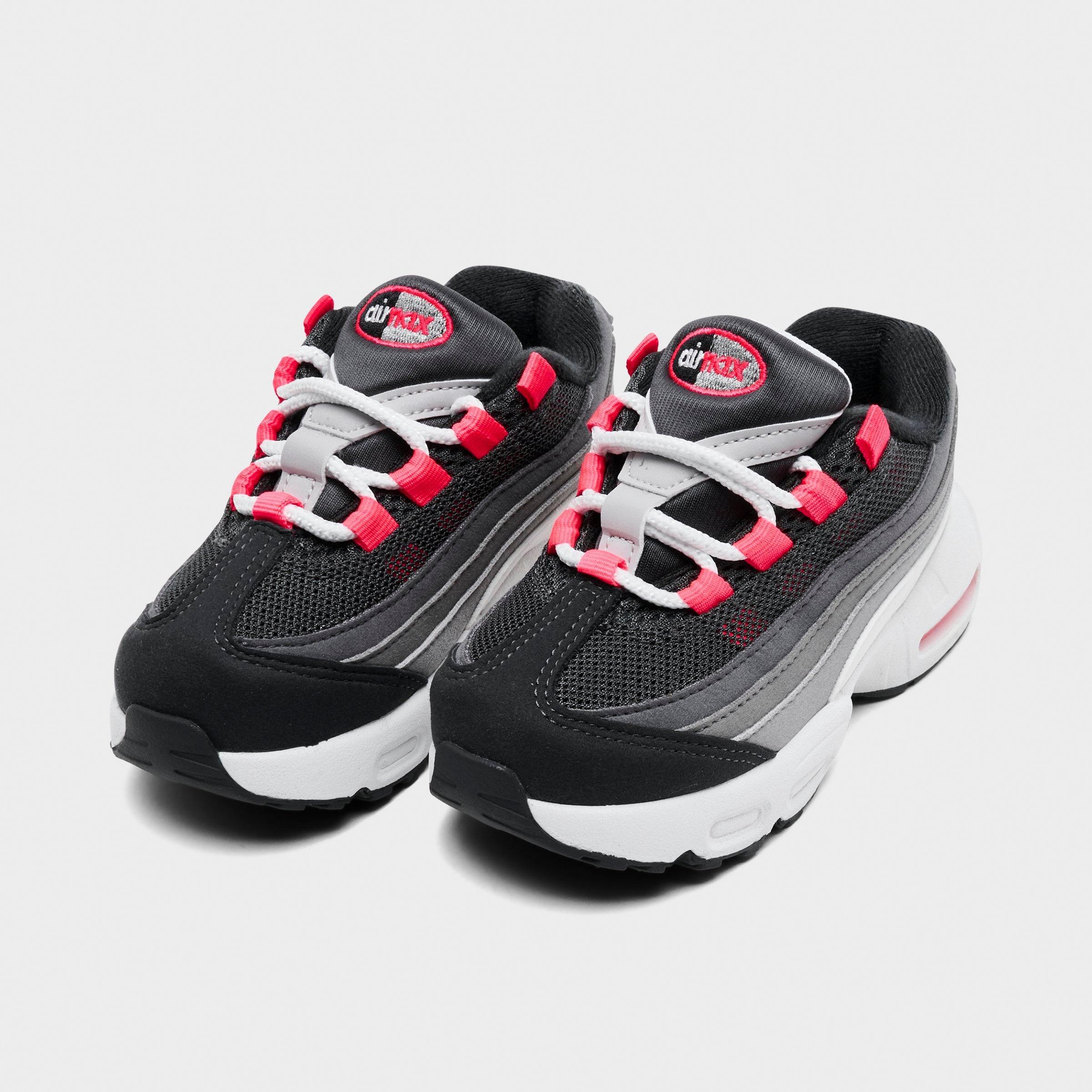 Kids' Toddler Nithtke Air Max 95 Big Bubble Casual Shoes - Anthracite/Solar Red/Light Graphite - Both shoes facing left