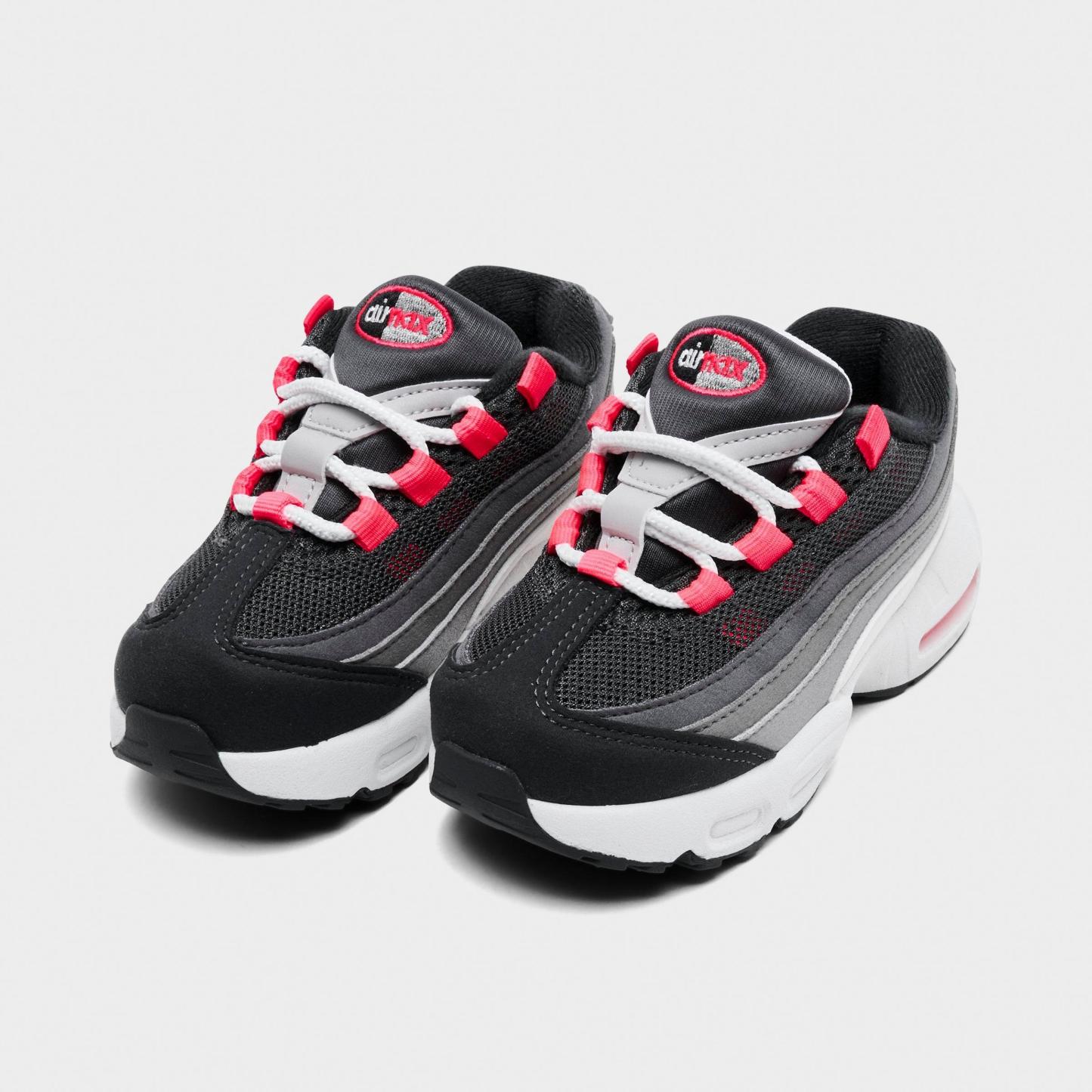 Kids' Toddler Nithtke Air Max 95 Big Bubble Casual Shoes - Anthracite/Solar Red/Light Graphite - Both shoes facing left