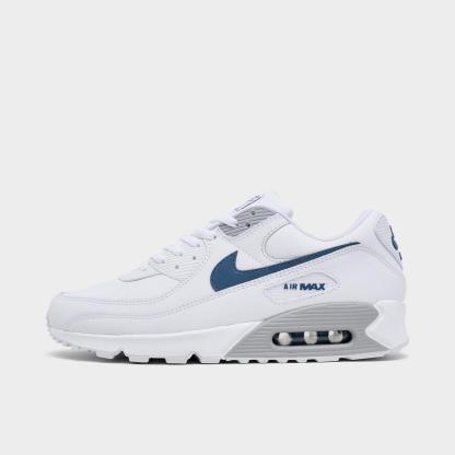 Men's Nike Air Max 90 Casual Shoes - White/Wolf Grey/Diffused Blue