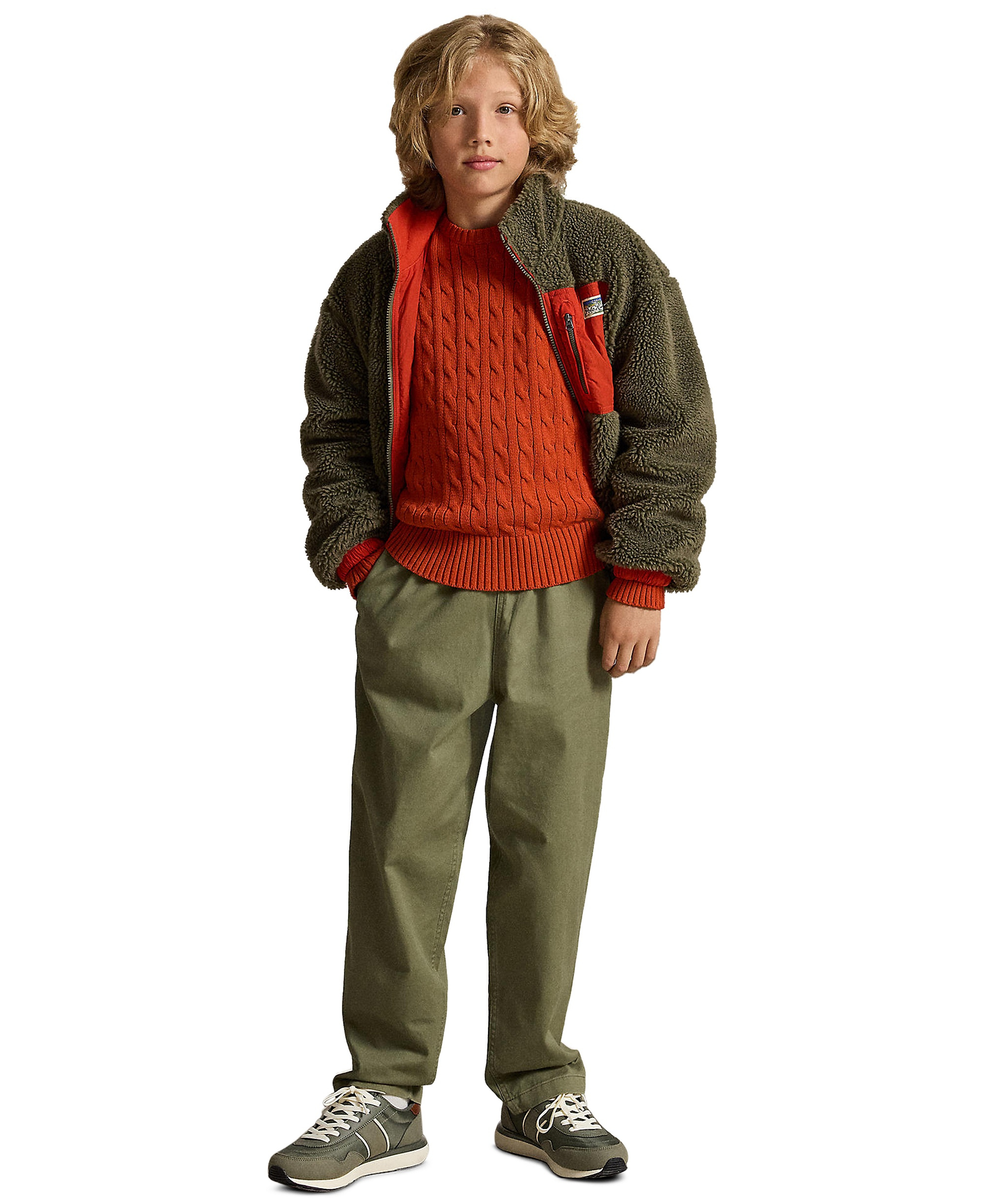 Polo Ralph Lauren Boys' 8-20 Cable-Knit Cotton Sweater - Varsity Orange