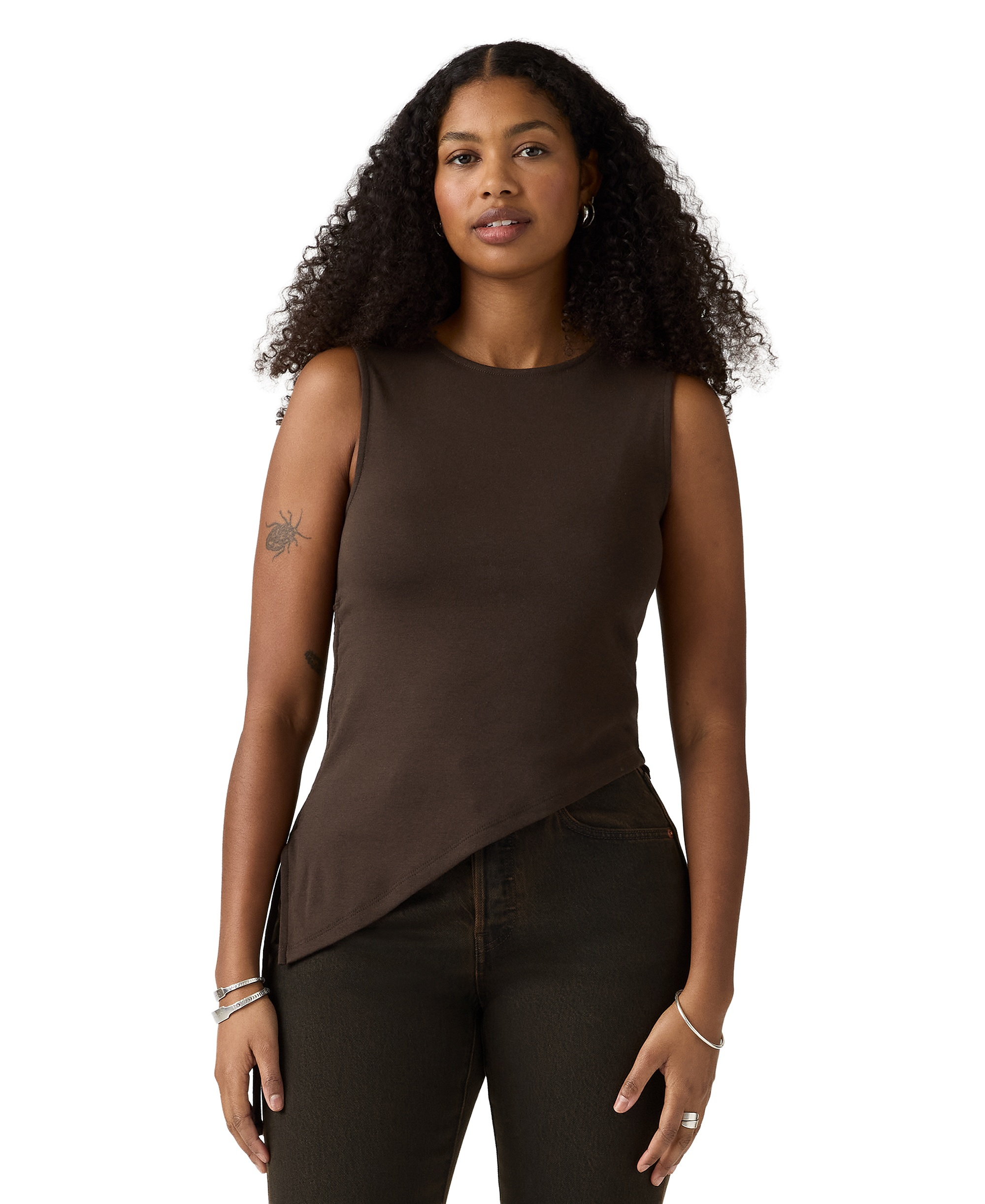 Levi's Women's Alila Asymmetrical Ribbed-Knit Tank Top - Java