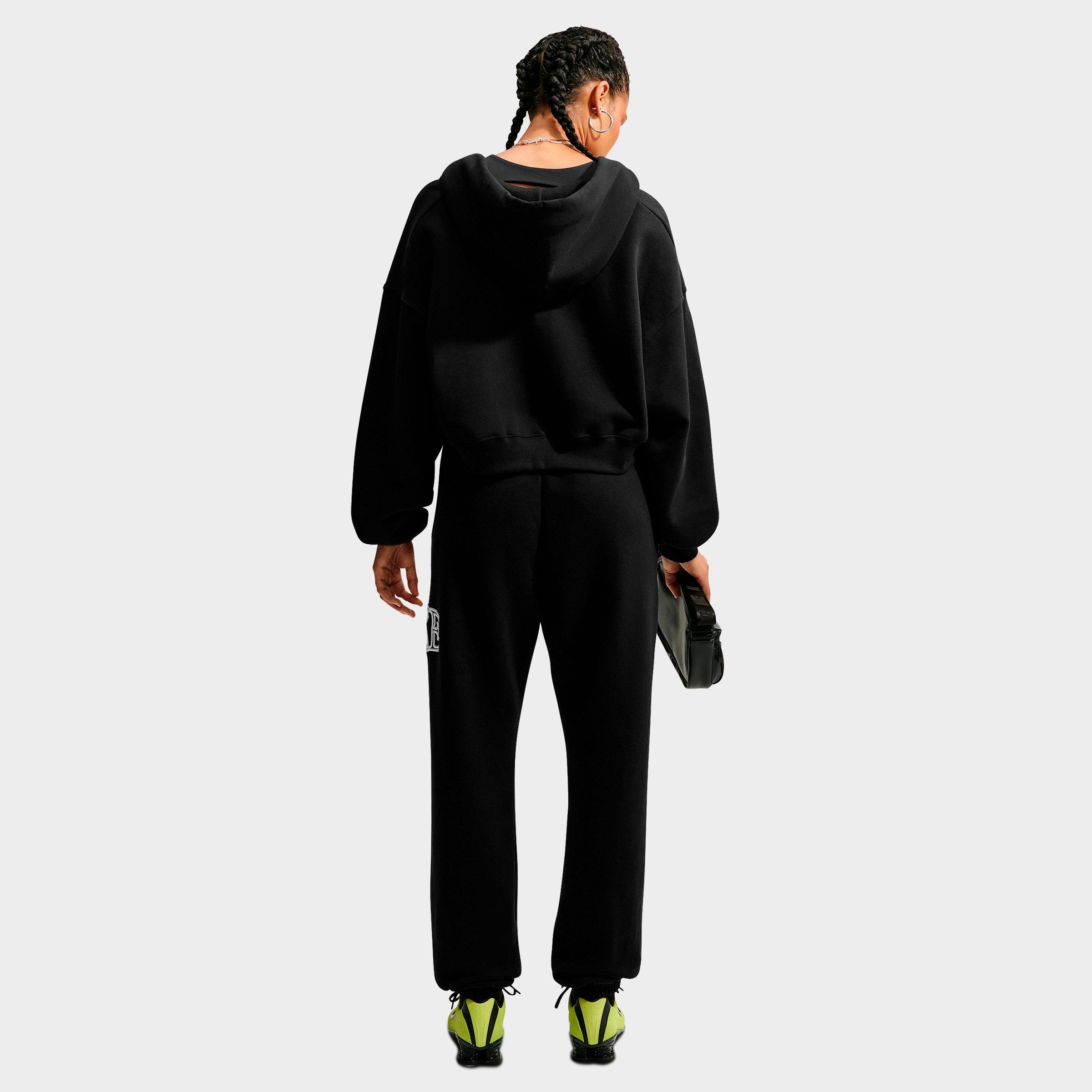 Women's Nithtke Studio Fleece Medium-Weight "Graphic Pack" Oversized Cuffed Logo Pants - Total Black/White