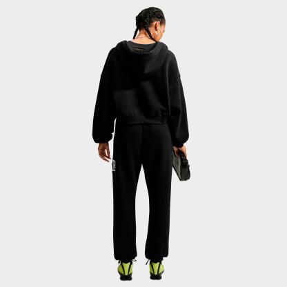 Women's Nithtke Studio Fleece Medium-Weight "Graphic Pack" Oversized Cuffed Logo Pants - Total Black/White