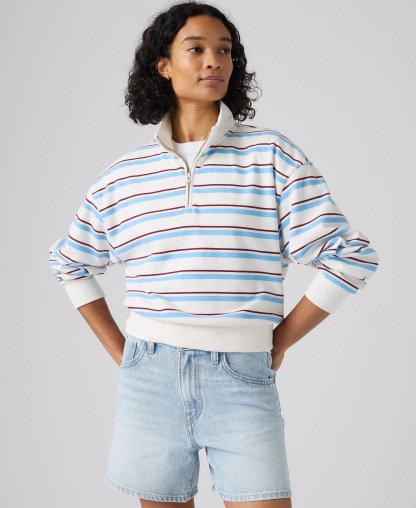 Levi's Women's Cotton-Blend Everyday Sweatshirt - Ruby Stripe Alaskan Blue