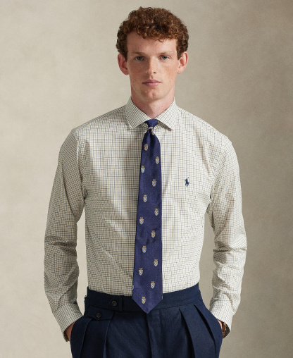 Polo Ralph Lauren Men's Classic-Fit Plaid Stretch Poplin Shirt - White Coastal Beige Multi