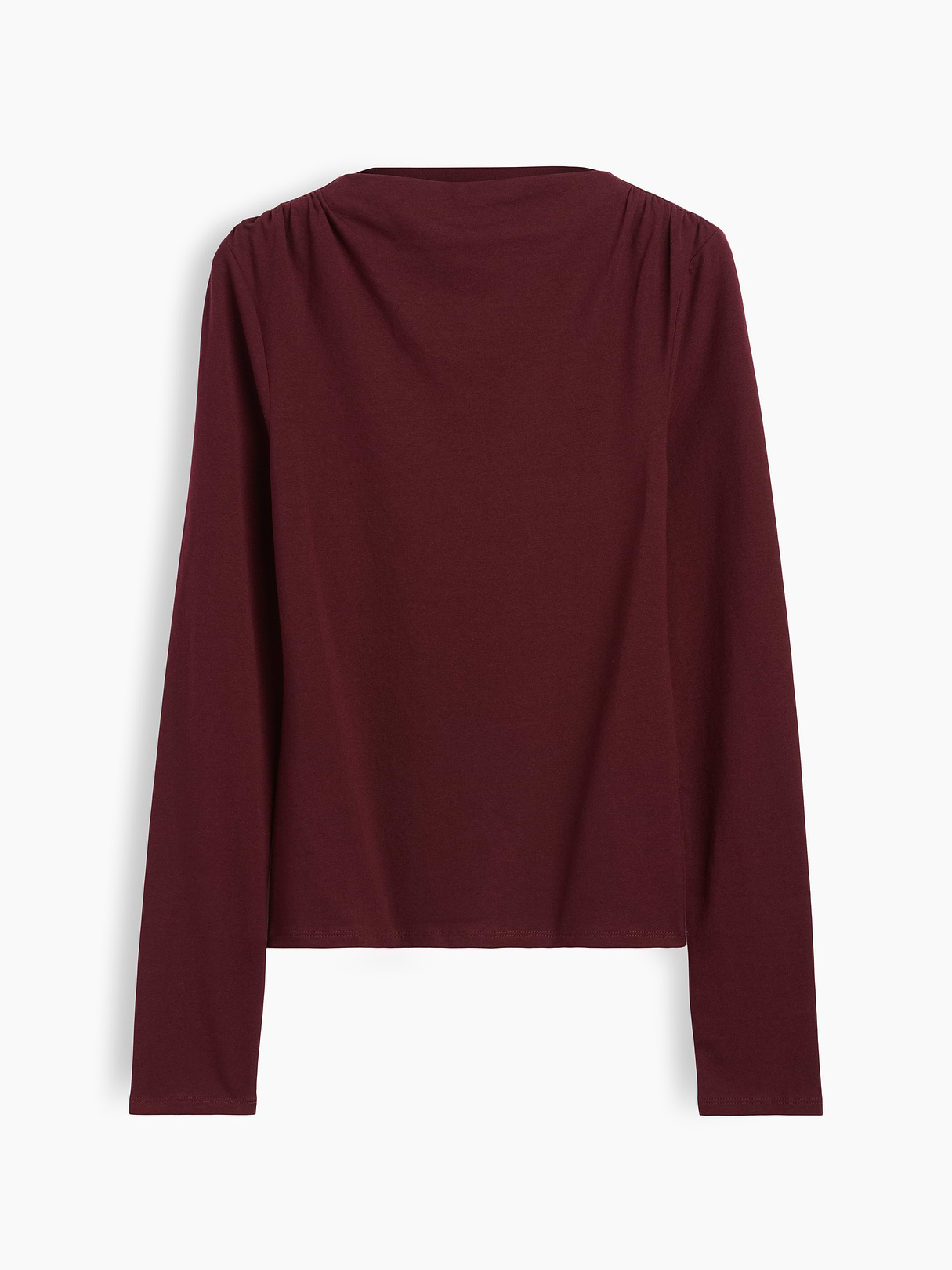 CloseKnit Jersey Funnel-Neck Ruched T-Shirt - Noir red