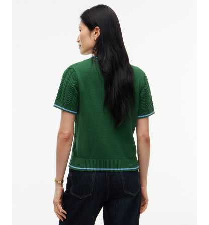 Tommy Hilfiger Women's Heritage Cable-Knit Short-Sleeve Sweater - Deep Evergreen