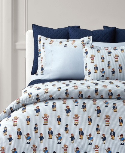Polo Ralph Lauren Teddy Bear Stripe 2-Pc. Comforter Set, Twin - Blue