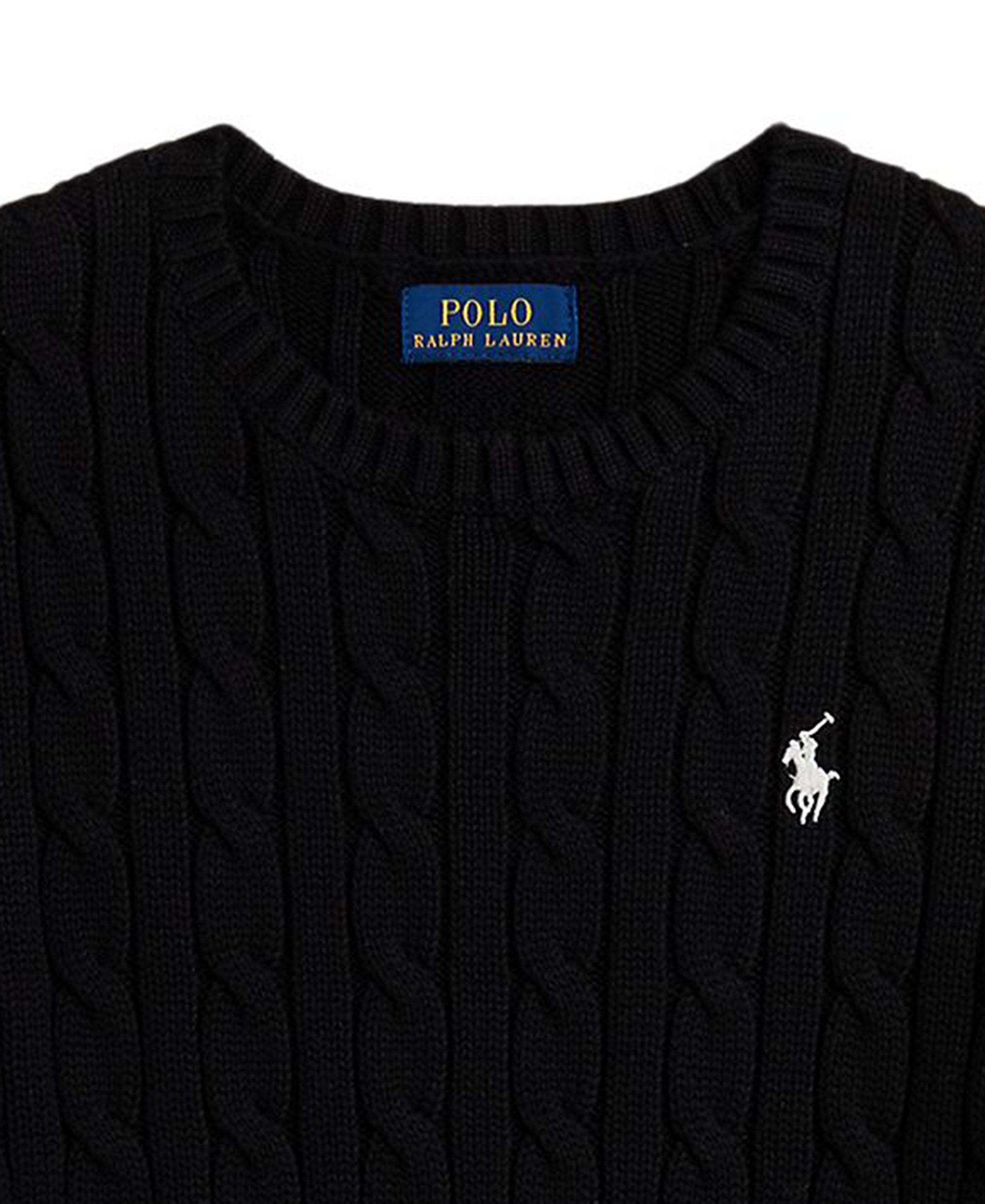 Polo Ralph Lauren Girls' 7-16 Cable-Knit Long Sleeves Sweater - Black
