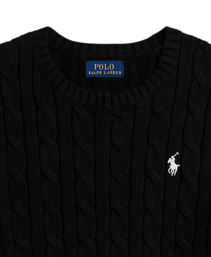Polo Ralph Lauren Girls' 7-16 Cable-Knit Long Sleeves Sweater - Black