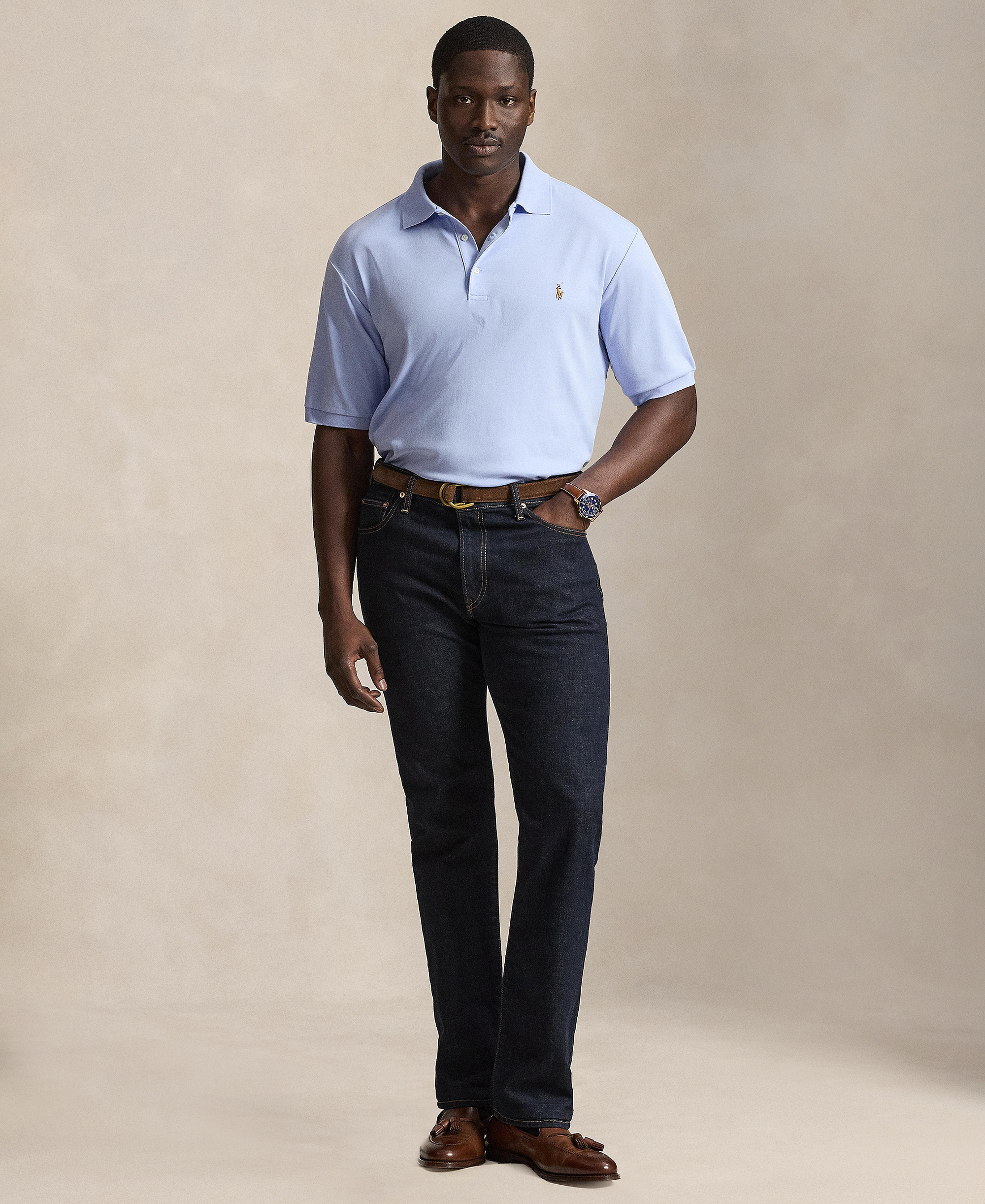 Polo Ralph Lauren Men's Big & Tall Solid Polo Shirt - Pebble Blue