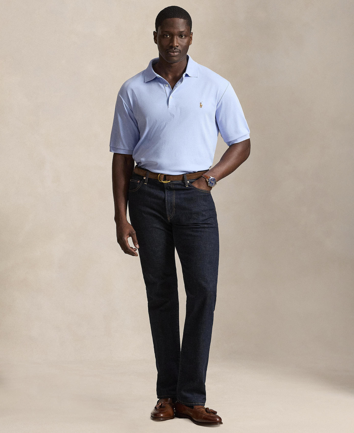 Polo Ralph Lauren Men's Big & Tall Solid Polo Shirt - Pebble Blue