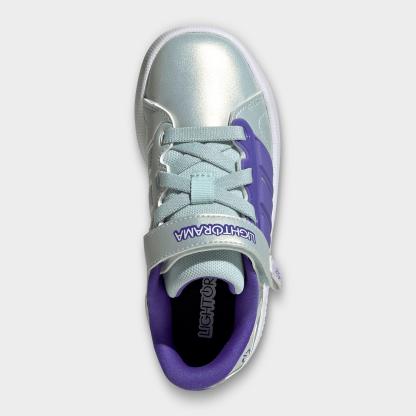 Little Kids' adidas x Minecraft Lightorama Court Stretch Lace Hook-And-Loop Casual Shoes - Halo Mint/Solar Purple/Ice Lavender - Top view