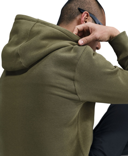 Nike Men's Club Pullover Fleece Hoodie Logo - Medium Olive/White