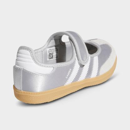 Girls' Little Kids' adidas Originals Samba Jane Casual Shoes - Silver Metallic/White/Gum - Back view