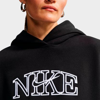 Women's Nithtke Studio Fleece Medium Weight "Graphic Pack" Logo Oversized Pullover Hoodie - Total Black/White