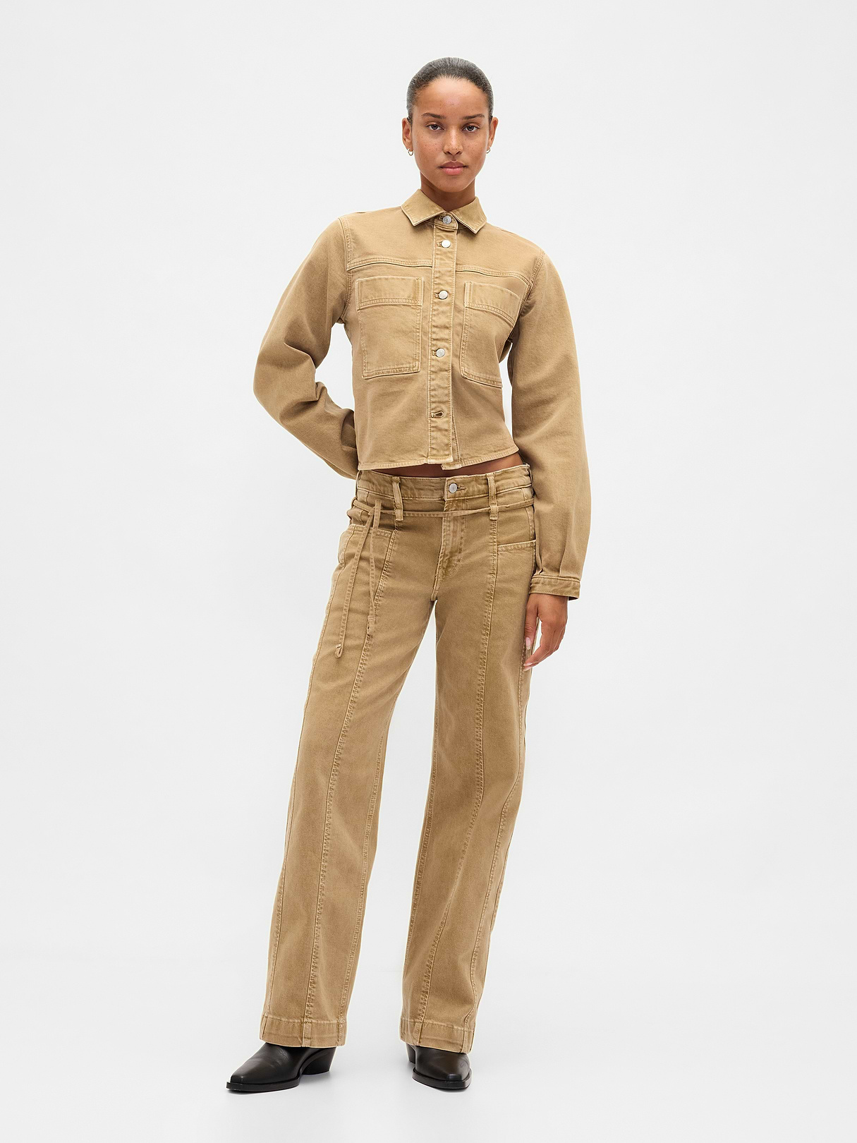 Low Rise Drawcord '90s Loose Jeans - Mojave tan