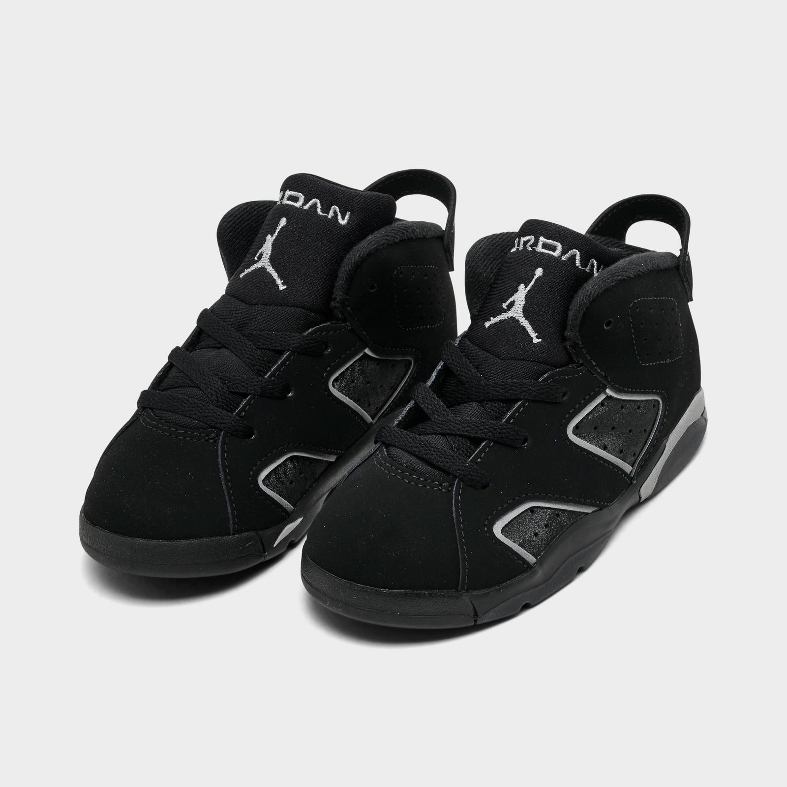 Kids' Toddler Air Jordan Retro 6 Basketball Shoes - Black/Reflect Silver/Black - view 2