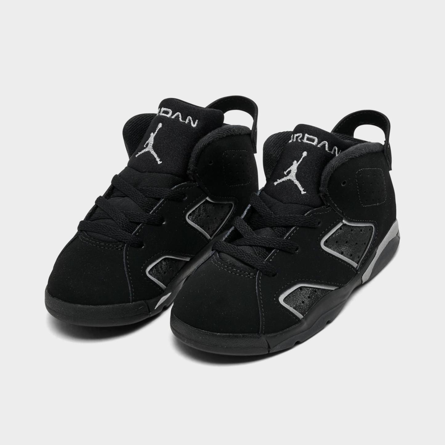 Kids' Toddler Air Jordan Retro 6 Basketball Shoes - Black/Reflect Silver/Black - view 2