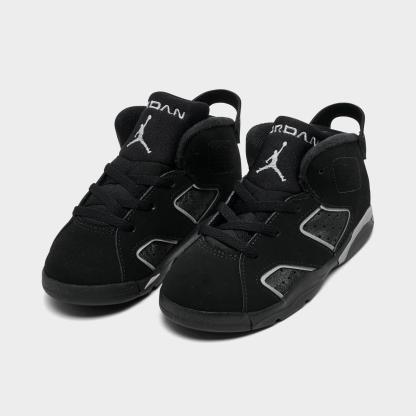 Kids' Toddler Air Jordan Retro 6 Basketball Shoes - Black/Reflect Silver/Black - view 2