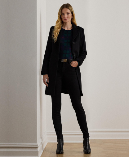 Lauren Ralph Lauren Women's Single-Breasted Walker Coat, Created for Macy's - Black