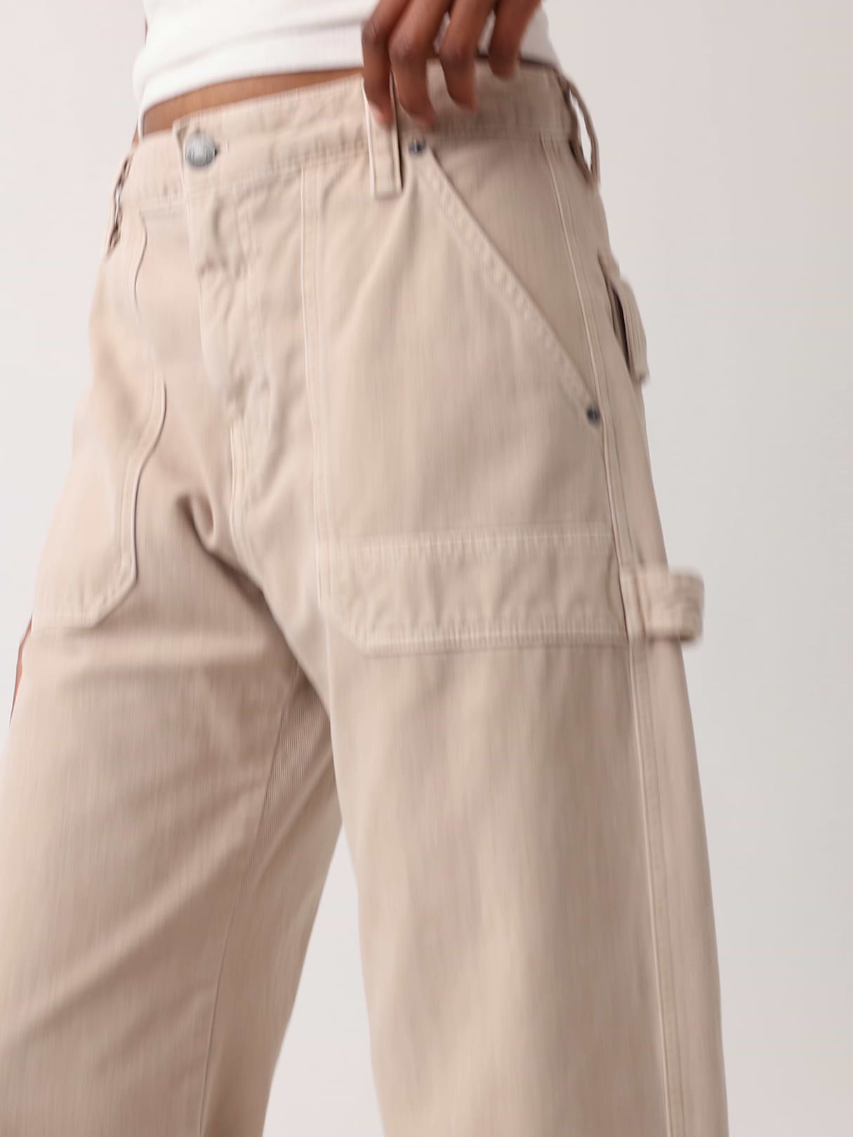 Mid Rise Barrel Utility Ankle Pants - Wicker tan