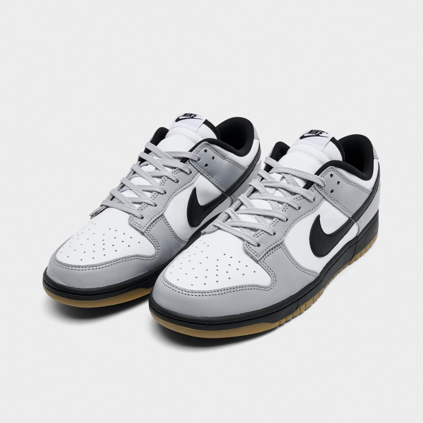 Men's Nithtke Dunk Low Retro Casual Shoes - Part 1 - White/Black/Wolf Grey/Gum Light Brown - Both shoes facing left