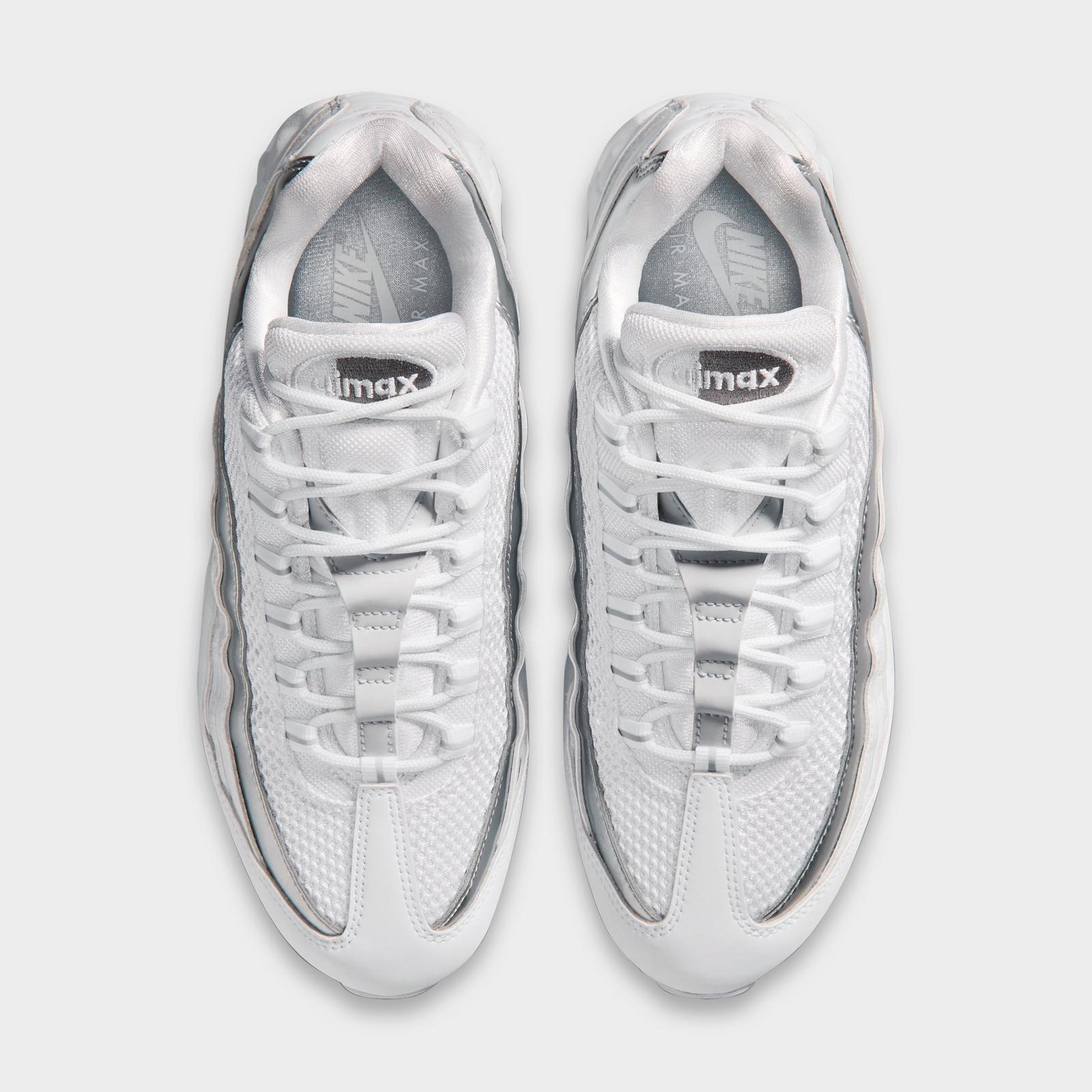 Women's Nike Air Max 95 Big Bubble Casual Shoes - White/Light Charcoal/Metallic Silver/Pure Platinum